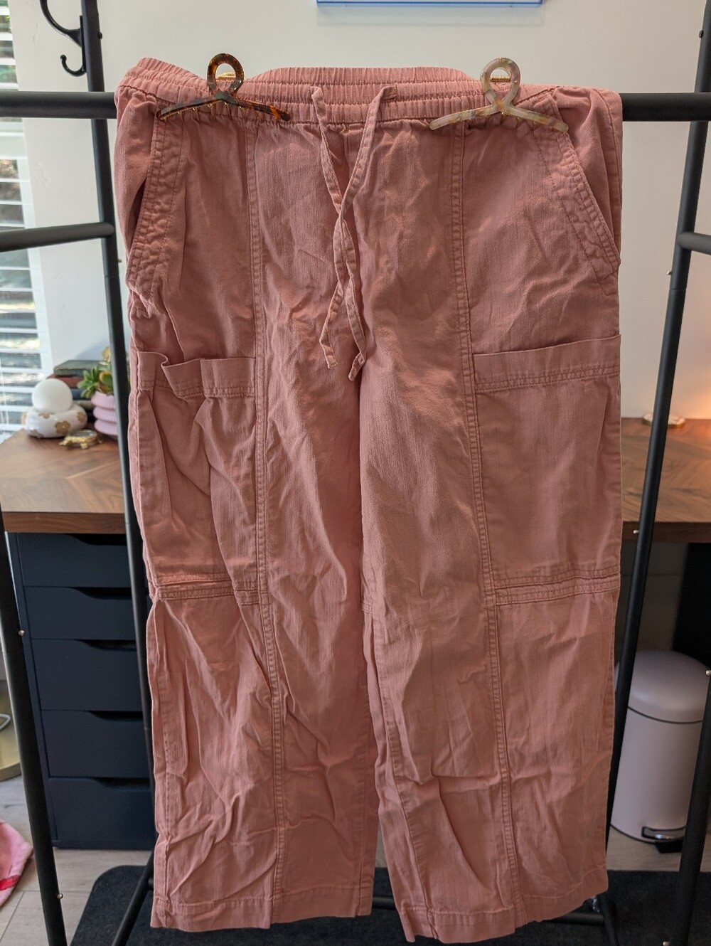 Dusty Rose Cargo Drawstring Pants